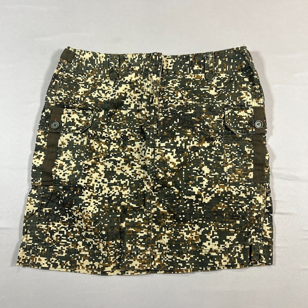 Telluride Clothing Co. Mini Skirt Womens 12 Green Tan Camouflage Utility Pocket